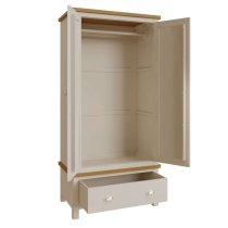 Rosemont Wooden Wardrobe With 2 Doors 1 Drawer In Dove Grey