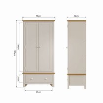 Rosemont Wooden Wardrobe With 2 Doors 1 Drawer In Dove Grey