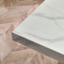 Rama Wooden Dining Table In White Marble Effect