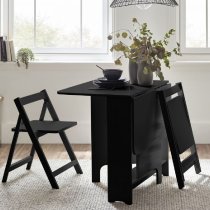 Gutersloh Wooden Gateleg Dining Table With 2 Chairs In Black