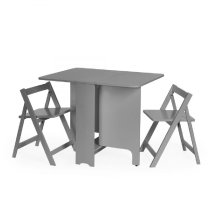 Gutersloh Wooden Gateleg Dining Table With 2 Chairs In Grey