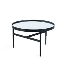 Fallon Clear Glass Coffee Table With Black Metal Frame