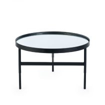 Fallon Clear Glass Coffee Table With Black Metal Frame