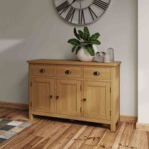 Rosemont Wooden Sideboard With 3 Doors 3 Drawers In Rustic Oak