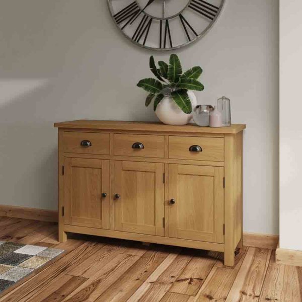 Rosemont Wooden Sideboard With 3 Doors 3 Drawers In Rustic Oak