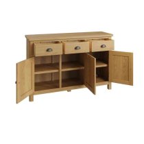 Rosemont Wooden Sideboard With 3 Doors 3 Drawers In Rustic Oak