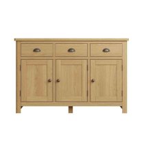 Rosemont Wooden Sideboard With 3 Doors 3 Drawers In Rustic Oak