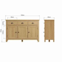 Rosemont Wooden Sideboard With 3 Doors 3 Drawers In Rustic Oak