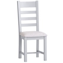 Elkin Ladder Wooden Dining Chair With Fabric Seat In Grey