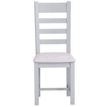 Elkin Ladder Wooden Dining Chair With Fabric Seat In Grey