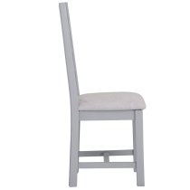 Elkin Ladder Wooden Dining Chair With Fabric Seat In Grey