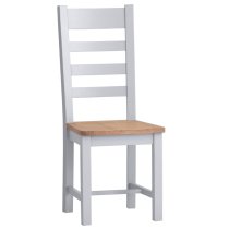 Elkin Ladder Back Oak And Grey Wooden Dining Chairs In Pair