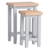 Elkin Wooden Nest Of 2 Tables In Oak And Grey