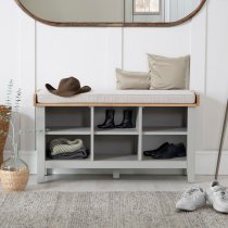 Elkin Wooden Hallway Seating Bench In Oak And Grey