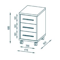 Macon Wooden Office Pedestal With 3 Glass Drawers In Grey