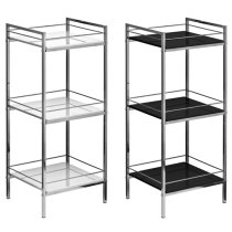 Groove Black High Gloss 3 Tier Shelving Unit With Chrome Frame