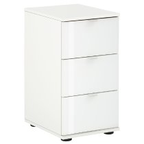 Palmer Wooden Office Pedestal With 3 Glass Drawers In White