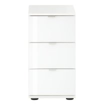 Palmer Wooden Office Pedestal With 3 Glass Drawers In White