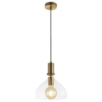 Margarita Clear Glass Shade Pendant Light In Brass