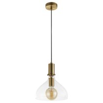 Margarita Clear Glass Shade Pendant Light In Brass