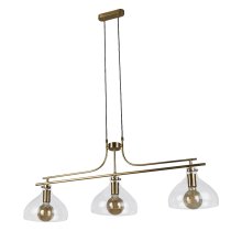 Margarita 3 Light Clear Glass Shade Bar Pendant Light In Brass