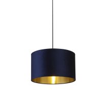 Afton Navy Velvet Shade Pendant Light With Gold Inner In Blue