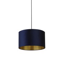 Afton Navy Velvet Shade Pendant Light With Gold Inner In Blue