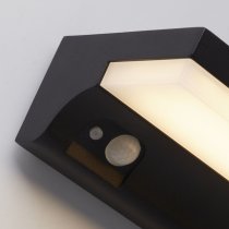 Solar LED Polycarbonate Outdoor Wall Light Horizontal In Black