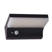 Solar LED Polycarbonate Outdoor Wall Light Horizontal In Black