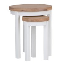 Elkin Wooden Nest Of 2 Tables Round In Oak And White