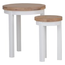 Elkin Wooden Nest Of 2 Tables Round In Oak And White