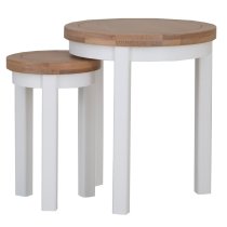 Elkin Wooden Nest Of 2 Tables Round In Oak And White