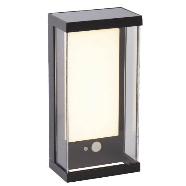 Solar LED White Polycarbonate Outdoor Wall Light In Black