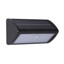 Solar LED White Polycarbonate Outdoor PIR Wall Light In Black