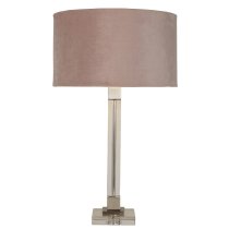 Scarborough Pink Velvet Shade Table Lamp In Crystal Base