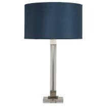 Scarborough Teal Velvet Shade Table Lamp In Crystal Base