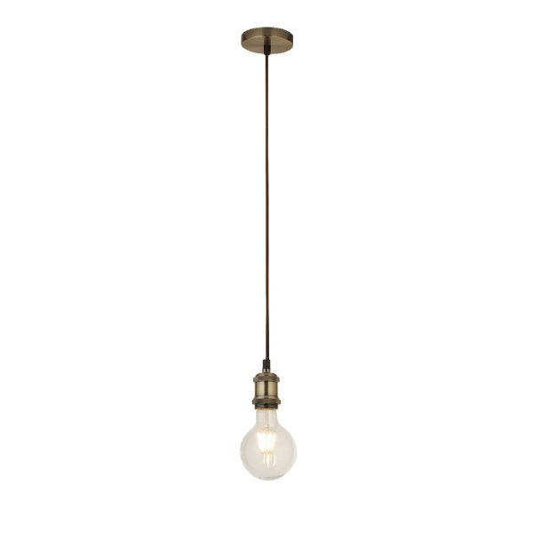 Biloxi 1 Light Cable Suspension Pendant Light In Antique Brass