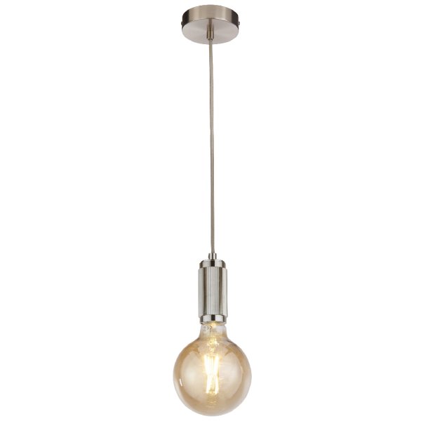 Bowie 1 Light Grey Braided Cable Pendant Light In Satin Silver