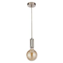 Bowie 1 Light Grey Braided Cable Pendant Light In Satin Silver