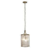 Victoria 2 Light Clear Crystal Shade Pendant Light In Brass