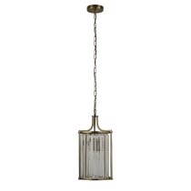 Victoria 2 Light Clear Crystal Shade Pendant Light In Brass