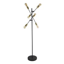 Armstrong 6 Light Floor Lamp In Black And Satin Brass