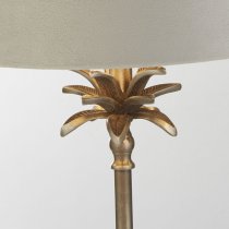 Palm Grey Velvet Shade Table Lamp In Antique Nickel