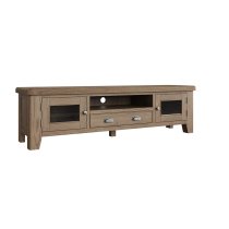 Hants Wooden TV Stand With 2 Doors 1 Drawer In Smoked Oak