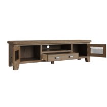 Hants Wooden TV Stand With 2 Doors 1 Drawer In Smoked Oak