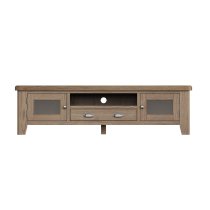 Hants Wooden TV Stand With 2 Doors 1 Drawer In Smoked Oak