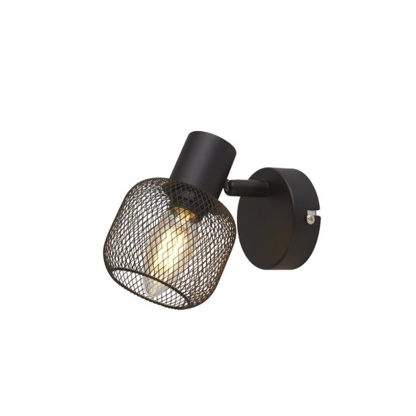 Meshy Cage Spotlight Wall Light In Black