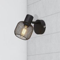 Meshy Cage Spotlight Wall Light In Black