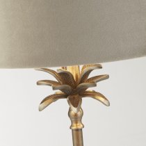 Palm Taupe Velvet Shade Table Lamp In Antique Nickel