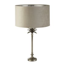 Palm Taupe Velvet Shade Table Lamp In Antique Nickel